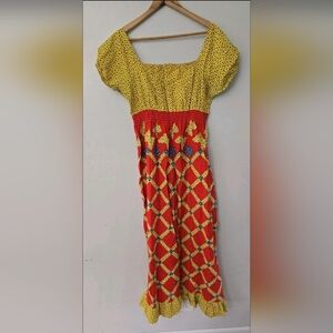 Peasantries By Danville Womens Vtg 70's Dress Sz M Maxi Union Made Butterfly